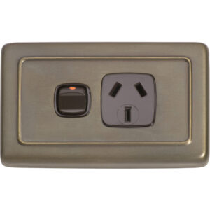 1 Gang Flat Plate Rocker Switch with Socket