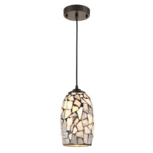 Glaze Interior Stone Mosaic Hand Blown Glass Pendant Light