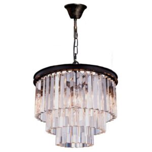 Odeon 3 Light Crystal Glass Bronze Chandelier
