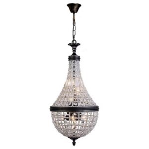 Marseilles 6 Light Small Crystal Glass Bronze Basket Chandelier