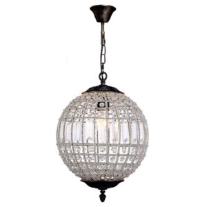 Marseilles 1 Light Ball Crystal Glass Bronze Chandelier