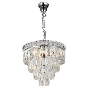 Emporia 4 Light 4 Tier Chrome Crystal Glass Chandelier