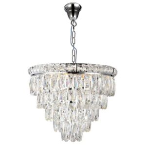 Emporia 8 Light 5 Tier Chrome Crystal Glass Chandelier